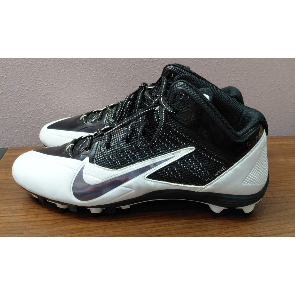 Nike Alpha Pro TD Football Cleats Mens Sz 12.5 White/Blk 579636-001 Flywire - Picture 3 of 7